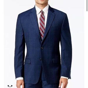 Lauren Ralph Lauren Men's Classic-Fit UltraFlex Navy Blue Plaid Full Suit Set